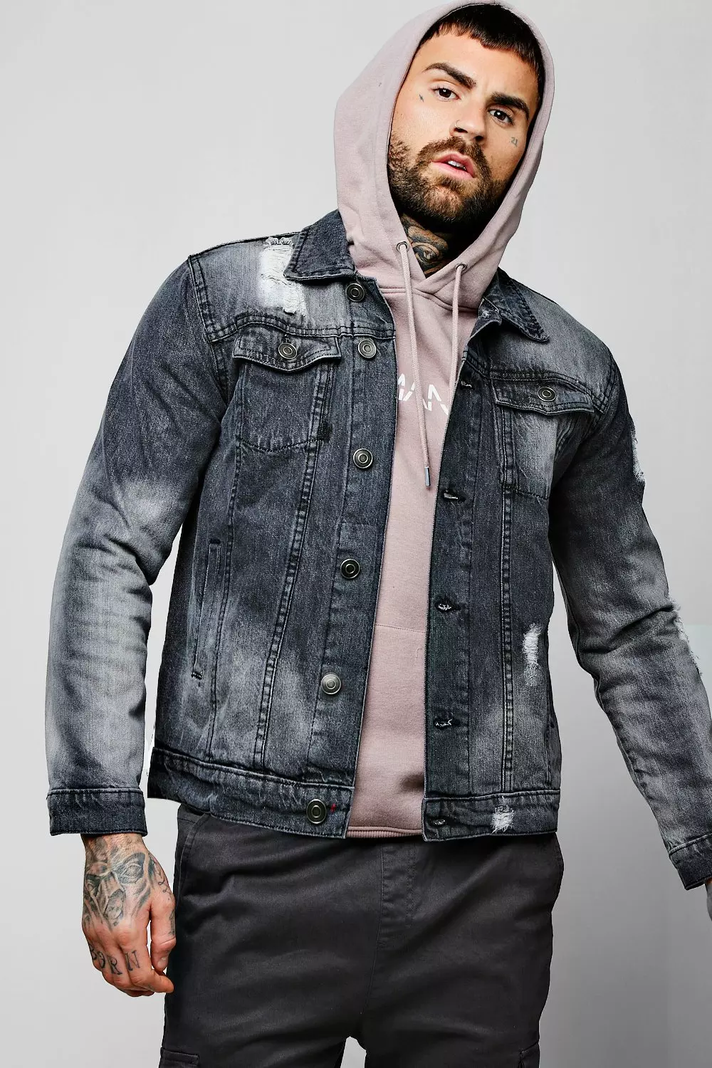 Mens denim jacket on sale with back print